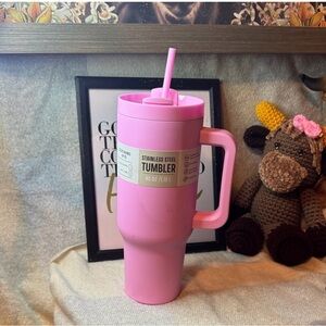 Pink Stainless Steel Tumbler with Straw NWT